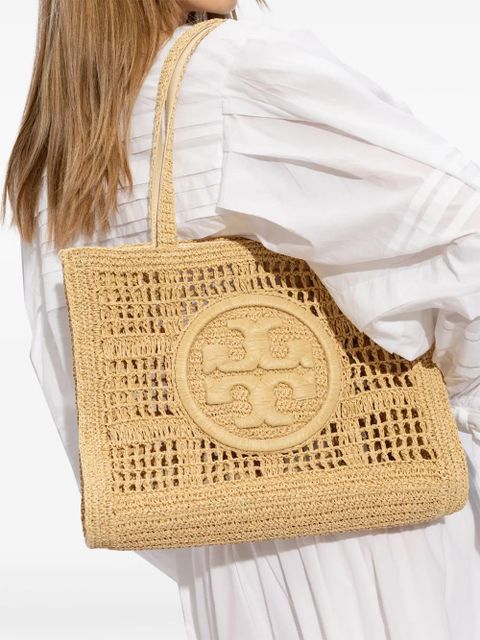 Tory Burch small Ella crochet tote bag - Neutrals