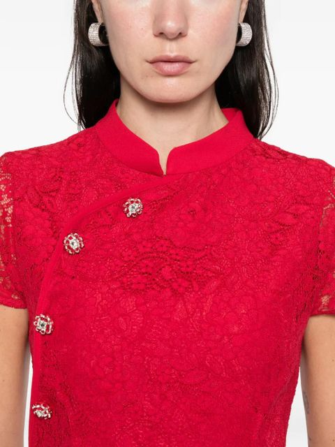 Self-Portrait fine lace mini dress - Red