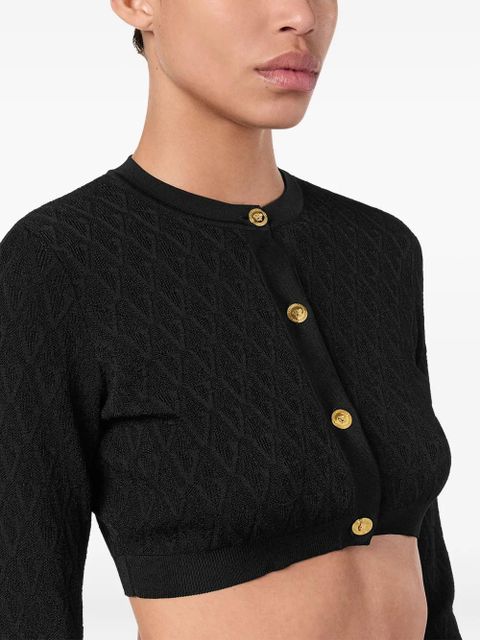 Versace geometric-pattern cropped cardigan - Black