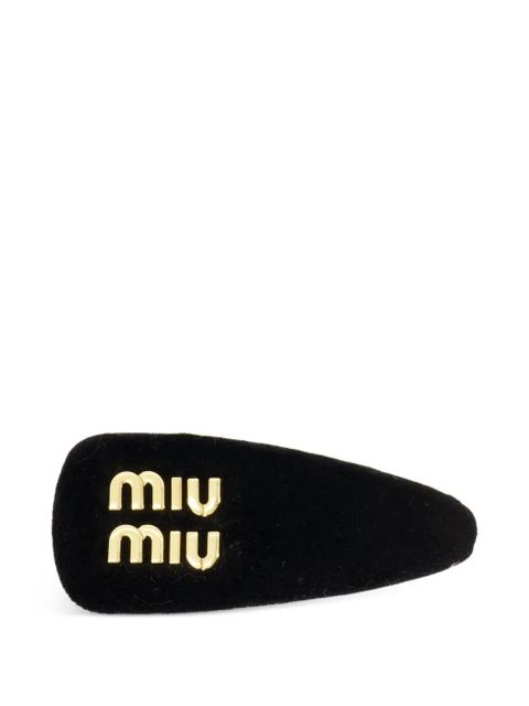Miu Miu logo-lettering hair clip - Black - zdjęcie produktu nr 2