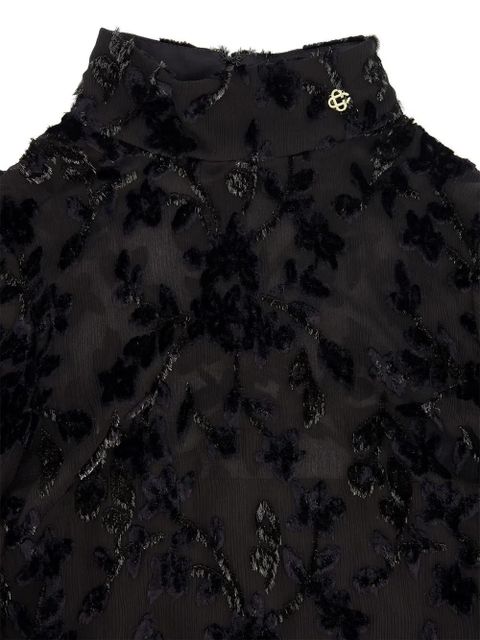 Casablanca floral-embroidered short-sleeve maxi dress - Black