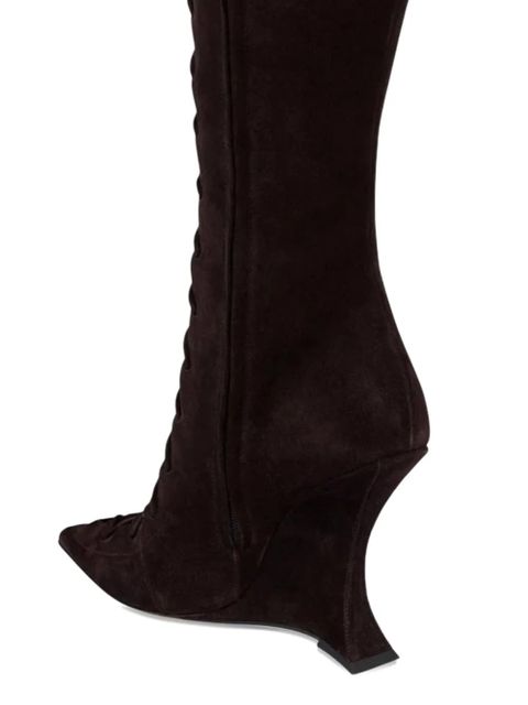 Paris Texas 105 Nina lace-up pointed boots - Brown