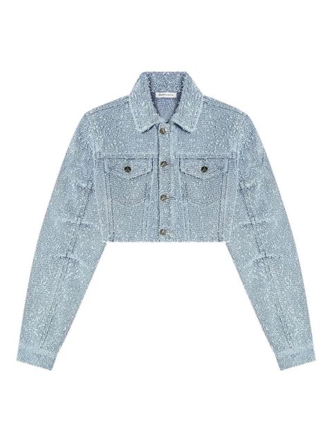 Manière De Voir Catherine cropped bouclé denim jacket - Blue - zdjęcie produktu nr 1
