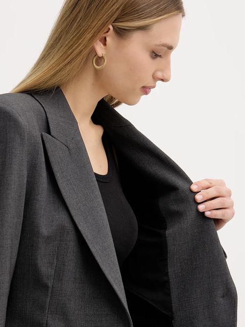 Pinko marynarka kolor szary jednorzędowa gładka 106097 A2ZT