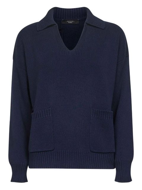 Weekend Max Mara patch-pockets v-neck sweaters - Blue - zdjęcie produktu nr 1