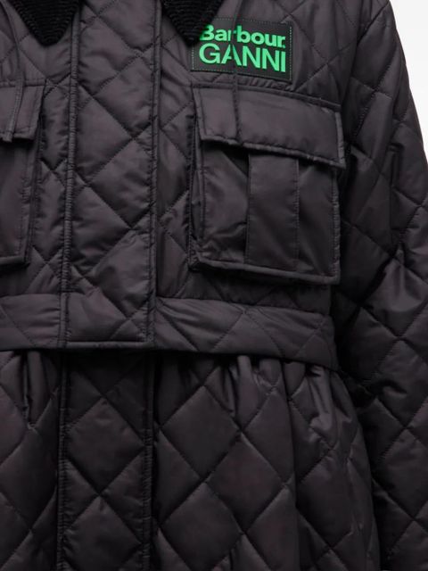 GANNI x Barbour quilted peplum coat - Black