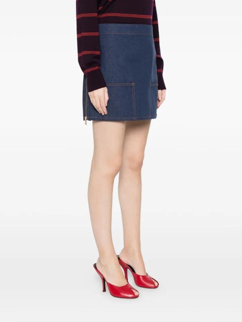 FENDI logo-patch mini skirt - Blue