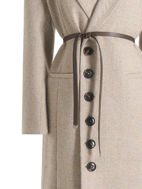 Manière De Voir Anissa herringbone leather-collar coat - Neutrals - zdjęcie produktu nr 2
