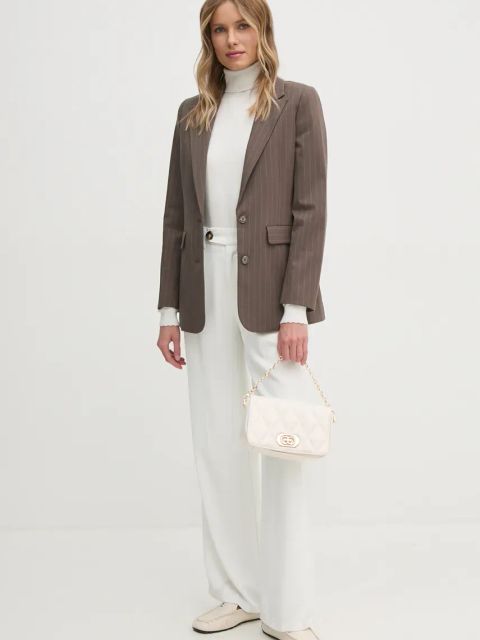 United Colors of Benetton marynarka kolor brązowy jednorzędowa wzorzysta 2KHSDW02H