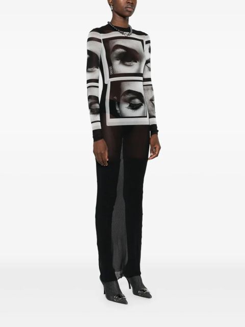 Jean Paul Gaultier face-print mesh maxi dress - Black - zdjęcie produktu nr 2