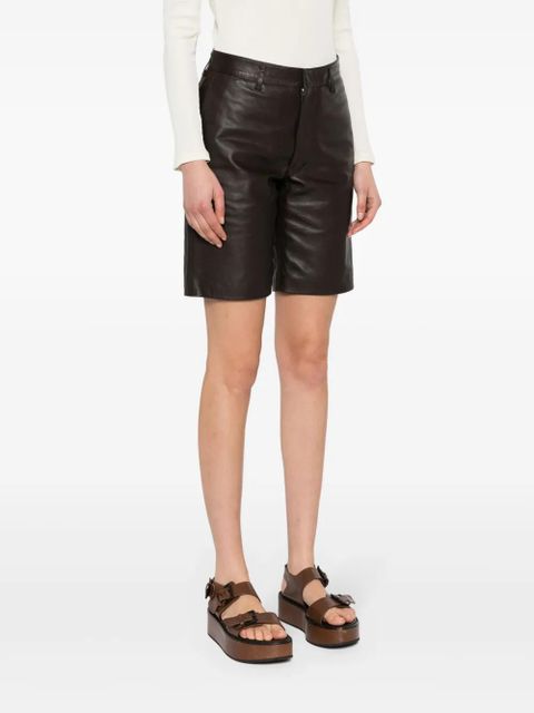 LEMAIRE leather knee shorts - Brown