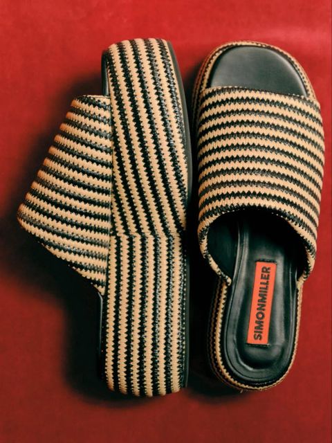 Simon Miller round-toe striped sandals - Black