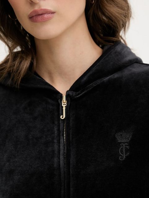 Juicy Couture bluza HERITAGE ROBYN HOODIE damska kolor czarny z kapturem z aplikacją JCSEBJ007G