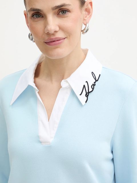 Karl Lagerfeld bluza damska kolor niebieski gładka B1W20020 - zdjęcie produktu nr 2