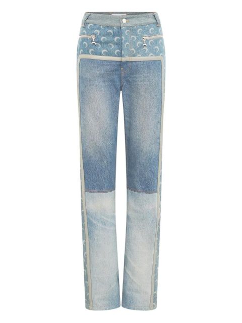 Marine Serre moon-print zip-fly jeans - Blue - zdjęcie produktu nr 1