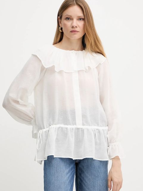 Weekend Max Mara bluzka z domieszką lnu - zdjęcie produktu nr 1