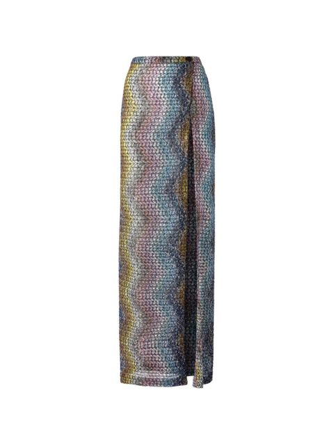 Missoni metallic-finish slit-detail maxi skirt - Blue - zdjęcie produktu nr 1
