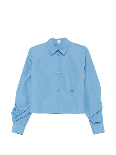 LOEWE Anagram-embroidered gathered-sleeve shirt - Blue - zdjęcie produktu nr 1