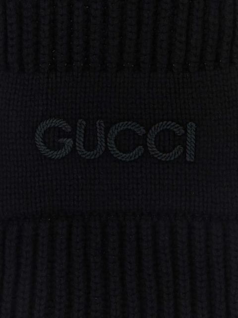 Gucci logo-embroidered scarf - Black