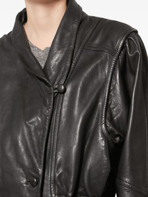 ISABEL MARANT Tressy buttoned leather jacket - Black