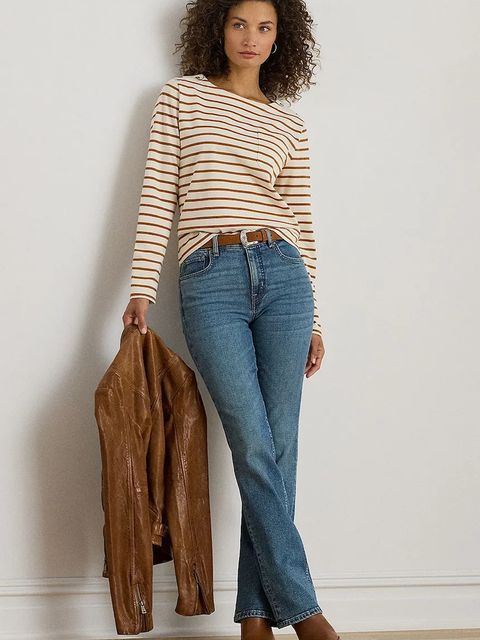 Lauren Ralph Lauren longsleeve bawełniany damskie kolor beżowy 200980155