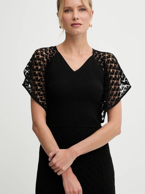 BOSS sukienka kolor czarny midi rozkloszowana 50548523