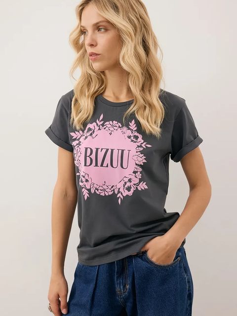 Bizuu t-shirt IOLA damski kolor szary IOLA GRAFITOWY
