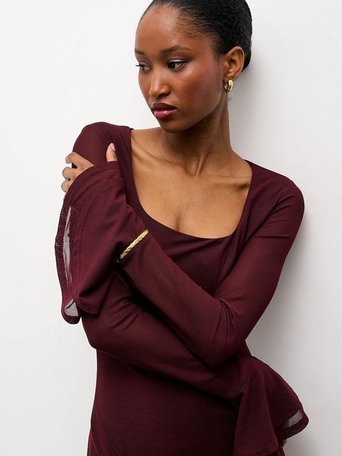 Answear.LAB sukienka kolor bordowy maxi rozkloszowana