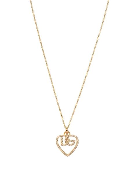 Dolce & Gabbana rhinestone-embellished heart-pendant necklace - Gold