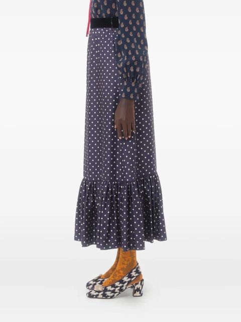 Valentino Garavani Plus de Pois twill midi skirt - Blue