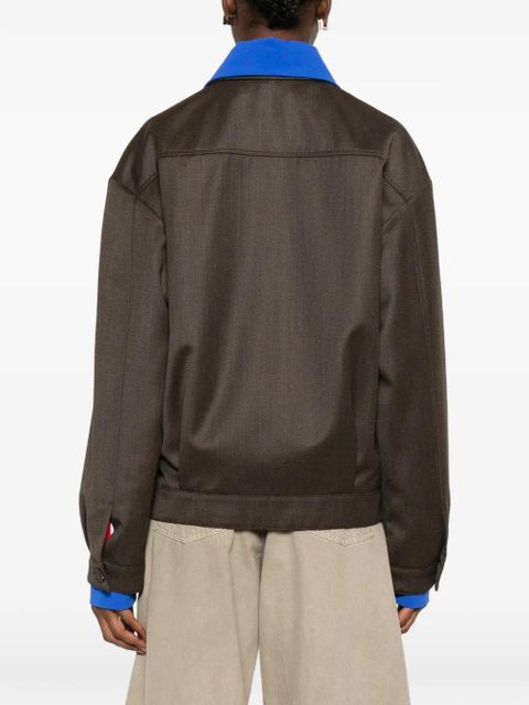 Miu Miu logo-embroidered jacket - Brown