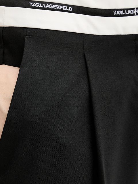 Karl Lagerfeld spodnie z dodatkiem wełny BW ESSENTIAL damskie kolor czarny proste high waist B1W10002