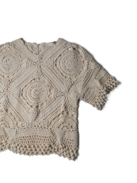 Ulla Johnson Maddalena short-sleeve crochet top - Neutrals