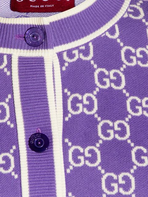Gucci monogram pocket cotton cardigan - Purple