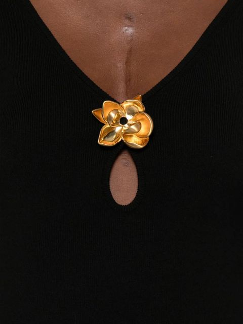 Cult Gaia flower-embellished long-sleeve mini dress - Black