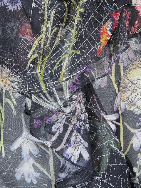 Alexander McQueen asymmetric floral print top - Black