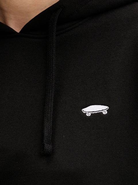 Vans bluza bawełniana damska kolor czarny z kapturem z aplikacją VN000P5PBLK1