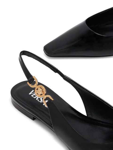 Versace Medusa-plaque slingback ballerina shoes - Black