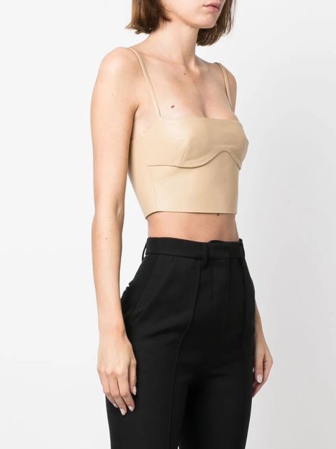Off-White cropped leather bustier top - Neutrals