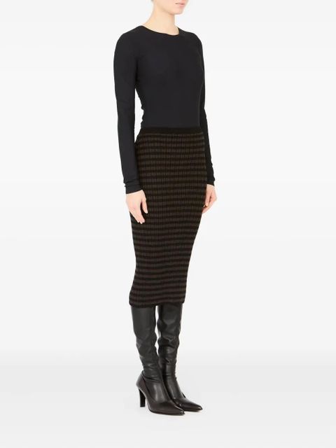 MM6 Maison Margiela ribbed striped midi skirt - Brown