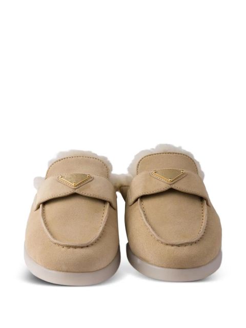 Prada suede shearling loafers - Neutrals