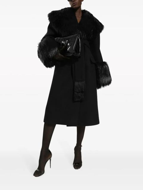 Dolce & Gabbana faux-fur belted coat - Black - zdjęcie produktu nr 2