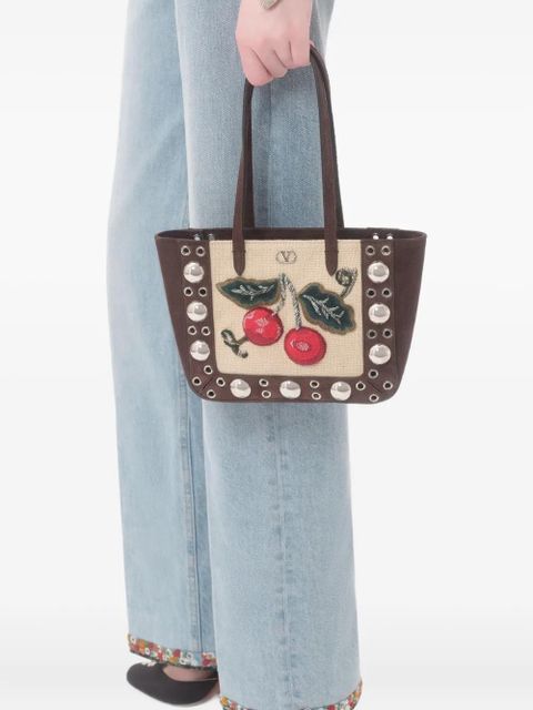 Valentino Garavani mini Nellcote embroidered tote bag - Brown
