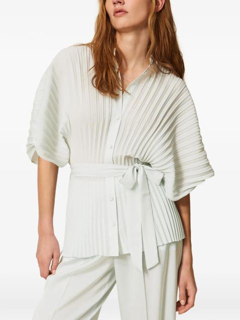 TWINSET pleated tie-waist shirt - Green