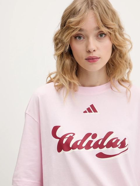 adidas t-shirt bawełniany House of Tiro damski kolor różowy KB7169