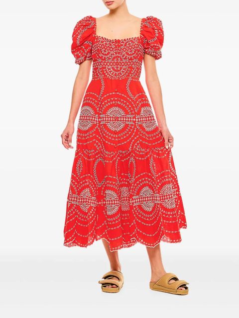 Charo Ruiz Ibiza puff-sleeve embroidered midi dress