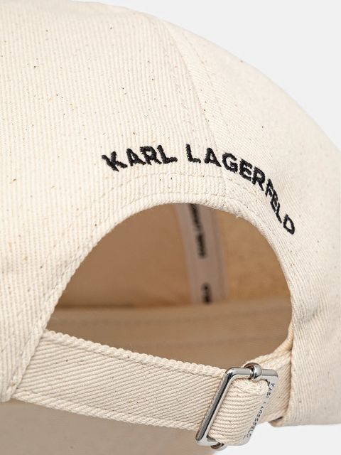 Karl Lagerfeld czapka z daszkiem bawełniana K/ESSENTIAL kolor beżowy z aplikacją A1W33071