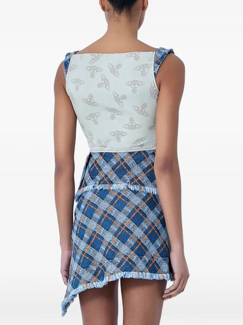 Vivienne Westwood frayed plaid-pattern mini dress - Blue