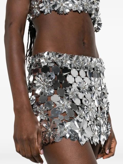 Rabanne floral mini skirt - Silver