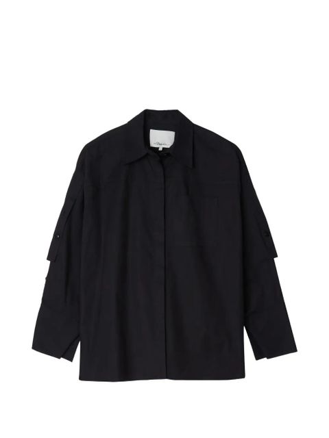 3.1 Phillip Lim convertible-sleeve drop-back cotton shirt - Blue - zdjęcie produktu nr 1